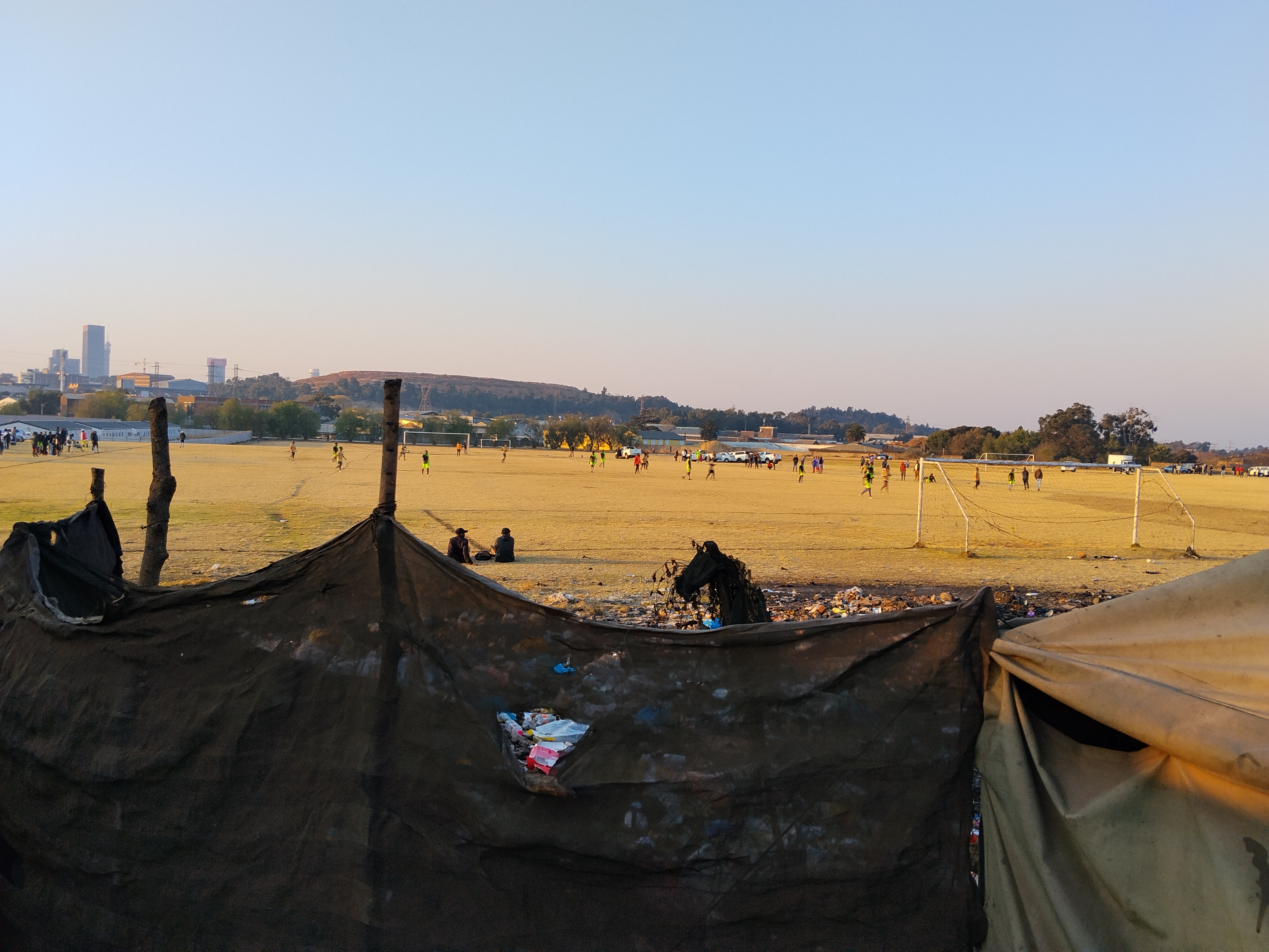The soccer field next to Wembley Settlement